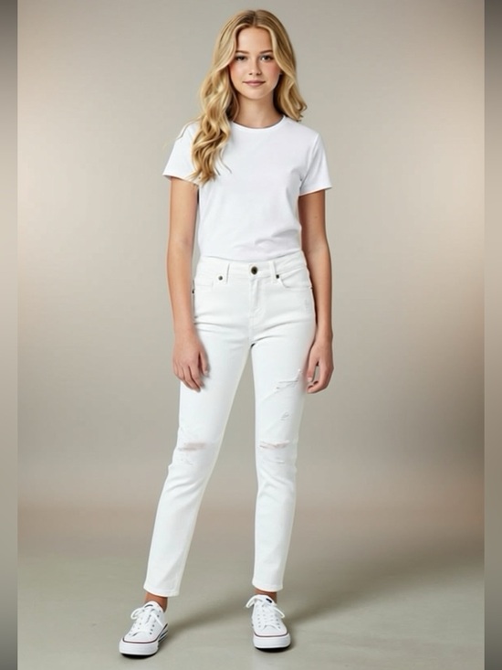 pistola Denim - 👻 NWOT Pistola White Distressed Jeans~Women’s 27”~Straight-Skinny Fit~Ankle Zip